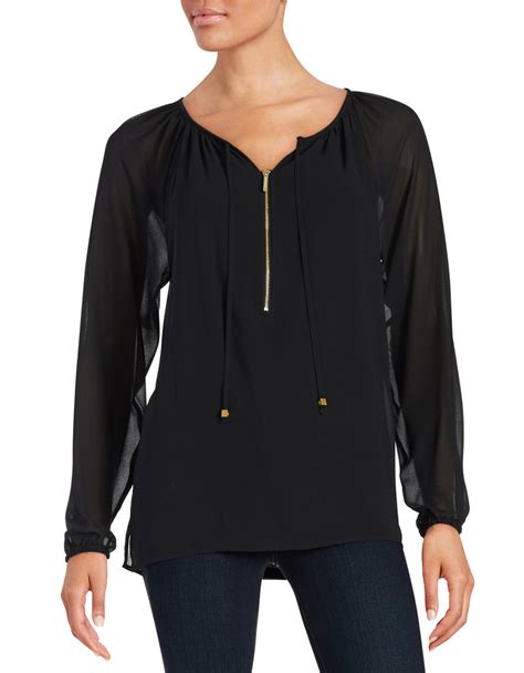 michael kors zip front blouse